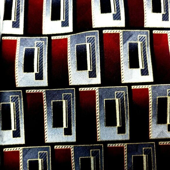 Pierre Cardin Silk Tie Red Geometric Short Print - Picture 2 of 6